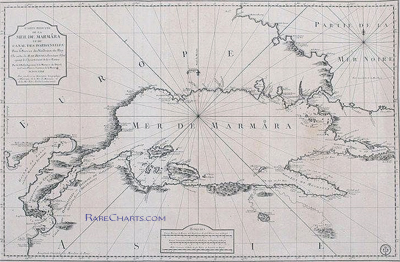 Bellin 1772 chart of the Sea of Marmara.