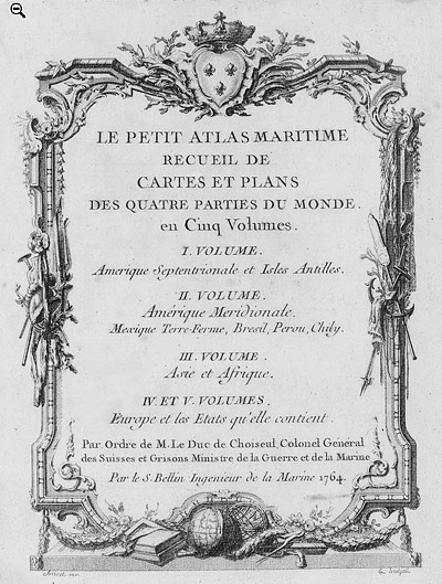 Petit Atlas Maritime Title Page, Jacques Bellin, cartograpger. 1764.