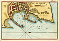 Antique sea chart of Rhodes, Greece in the Aegean Sea