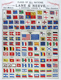 19th century lithographed print of national flags and naval ensigns.