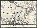 Antique wood-cut map ca. 1840 of Lake Pontchartrain.