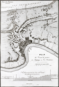 Antique map or plan of New Orleans with canals.