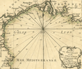 Antique miniature nautical chart of the Gulf of Lyon.