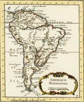 Attractive eighteenth-century map of South America.