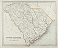 Antique 1838 map of the state of South Carolina with 32 districts.