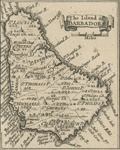 Antique maps of the islands of Barbados and Antigua.