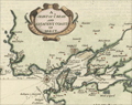 Antique map  of the lower tip of Btittany, France.