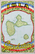  Beautiful manuscript or map of Guadeloupe in Caribbean.