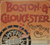 Antique steamer ship map Boston Massachusetts, Gloucester Maine