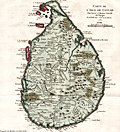 18th-century antique map of Sri Lanka.