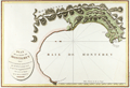 Antique chart of Monterey Bay, Carmel and Carmel Bay in California.