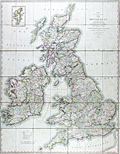 John Cary folding map of British Isles dated 1828.
