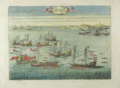 Engraving of Ottoman galley battle near Strait of Bonifacio