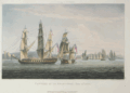 Antique nautical engraving of the British HMS Sparviere.