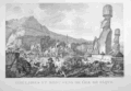Early view of Easter Island, in the Pacific Ocean
