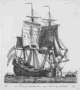 Etching of Dutch ship Kat) by Groenewegen
