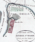 Nautical chart from 1770 containing three maps of Amelia Island area.