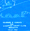 Cyanotype course map of the Hampton Yacht Club 14th Annual Regatta