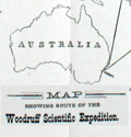 Booklet and map of Woodruff Scientific Expedition Around the World.