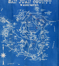 Blueprint or cyanotype map of the San Juan Islands, Washington.