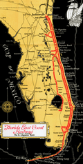 Folding map of Henry Flagler's Florida East Coast Railway.