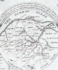 Map of a proposed canal in England from the town of Leeds to Selby.
