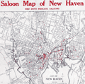 A map of saloon locations in New Haven, Connecticut form 1911.