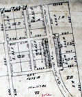 Manuscript cadastral plat map of a portion of the Fernandez Grant.
