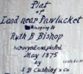 Manuscript plat map of land owned by Phanuel Bishop of Pawtucket, R.I.