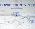 Unrecorded 1920's blue-line oilfield map of Bowie County, Texas.
