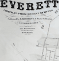 Unrecorded 1873 Map of the Town Of Everett MA by Wadsworth.