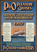 Lithographed handbill for P&O lines Mediterranean cruises in 1910.