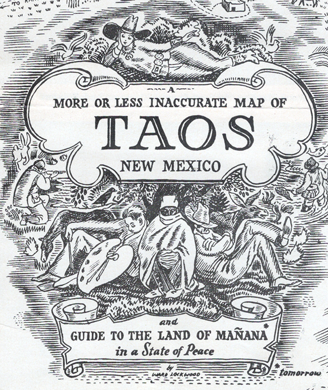 Pictorial map of Taos New Mexico by Ward Lockwood, 1945