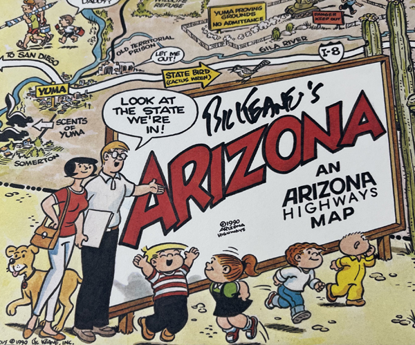 rare example of 'Bil Keane's Arizona an Arizona's Highways Map' by Bil Keane. 