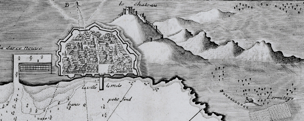 Plan du Port de Cartagene a nautical port plan for Cartagena, Spain by Jacques Ayrouard 1746.