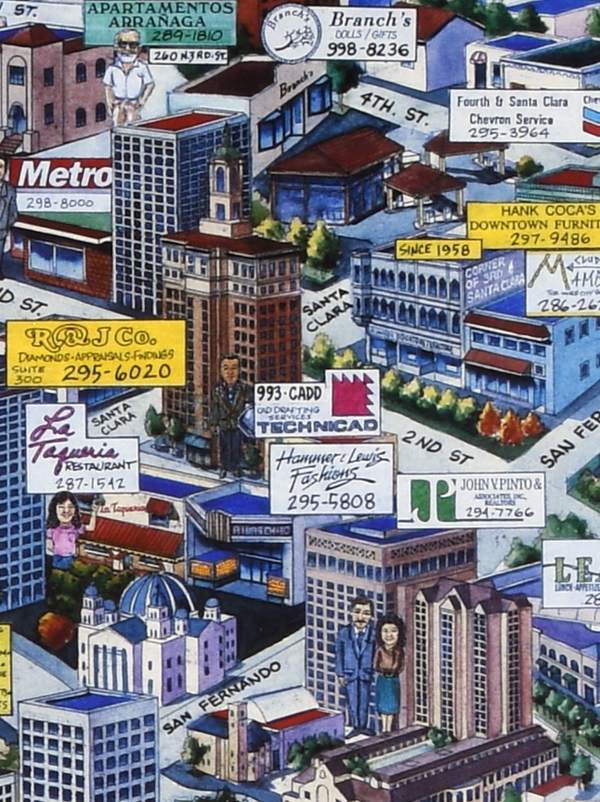 Detail from City Design map of San Jose, California. 1991.