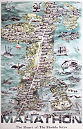Poster map of Marathon, Florida by Ron Weaver in 1985.