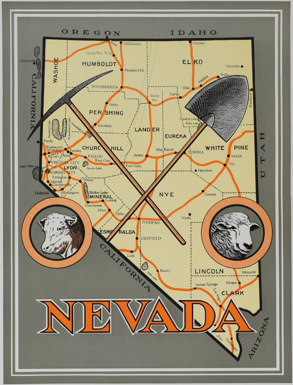 Unrecorded Pictorial Map of Nevada with Calendar from 1926
