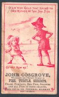 Trade card for John Cosgrove Poydras Market New Orleans