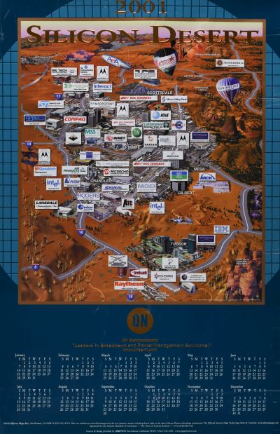 Map of Silicon Desert, the Arizona High-Tech Industry Map and Calendar from 2001